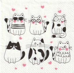 ５枚組ペーパーナプキン＊Meow Hearts