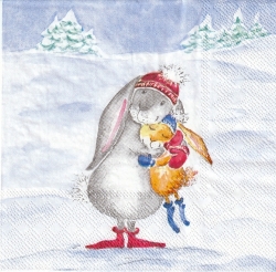 ５枚組ペーパーナプキン＊Snow Rabbits