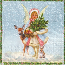 ５枚組ペーパーナプキン＊雪の日＊ブルー