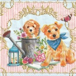 ５枚組ペーパーナプキン＊Dog in Garden
