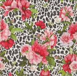 ５枚組ペーパーナプキン＊Roses on Leopard