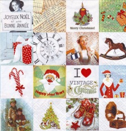 ５枚組ペーパーナプキン＊I Love X'mas Vintage