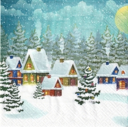 ５枚組ペーパーナプキン＊Village in Snow