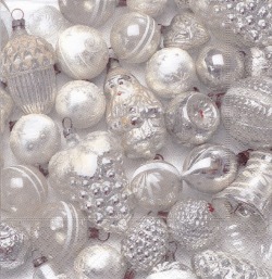 ５枚組ペーパーナプキン＊Silver Baubles