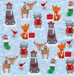 ５枚組ペーパーナプキン＊Animals in the Snow