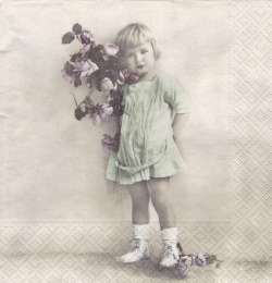 ５枚組ペーパーナプキン＊Girl with Flowers【Ｃ】