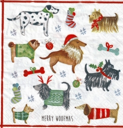 ５枚組ペーパーナプキン＊Merry Woofmas
