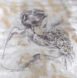 ５枚組ペーパーナプキン＊Lady with Roses