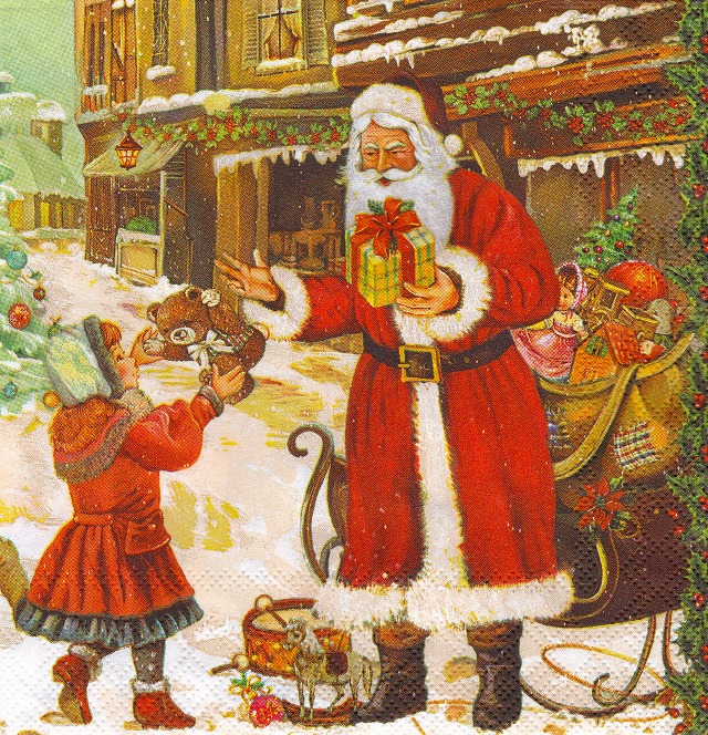 ５枚組ペーパーナプキン＊Santa with Child