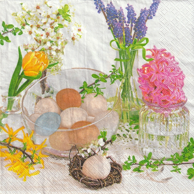 ５枚組ペーパーナプキン＊Flowers in Glass