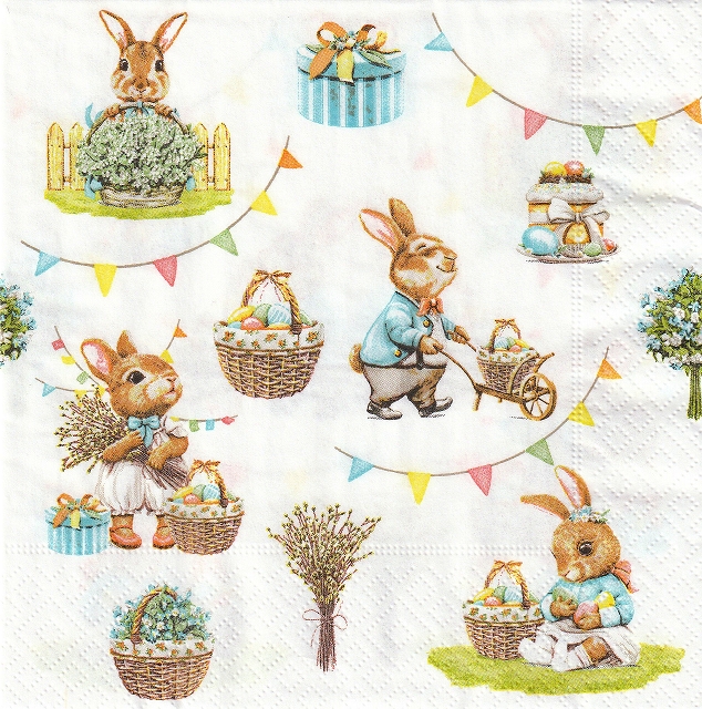 ５枚組ペーパーナプキン＊Bunny Joy