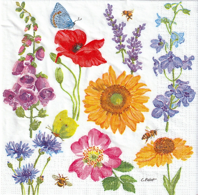 ５枚組ペーパーナプキン＊Flowers & Bees