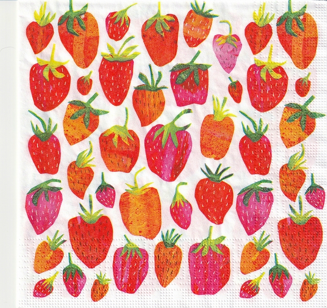 ５枚組ペーパーナプキン＊Strawberry Collage