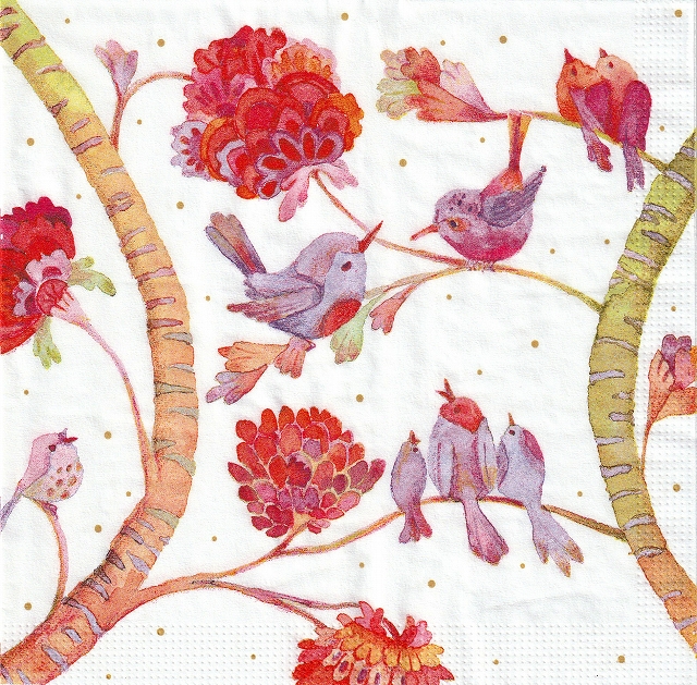 ５枚組ペーパーナプキン＊Bird Pastel