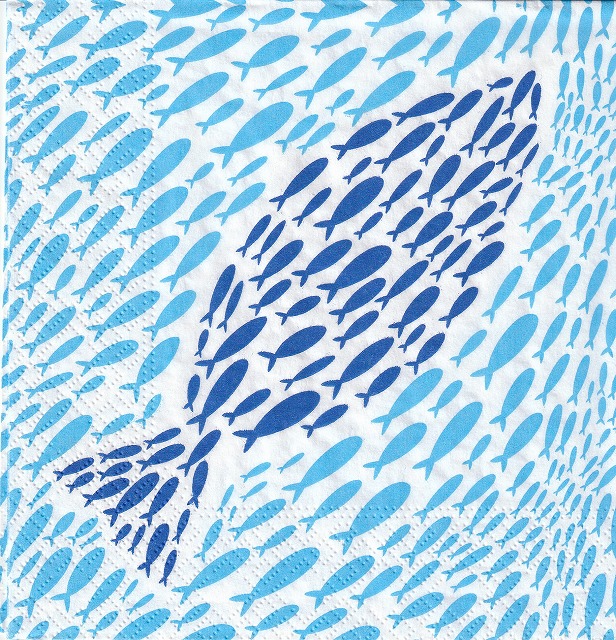 ５枚組ペーパーナプキン＊魚の群れ