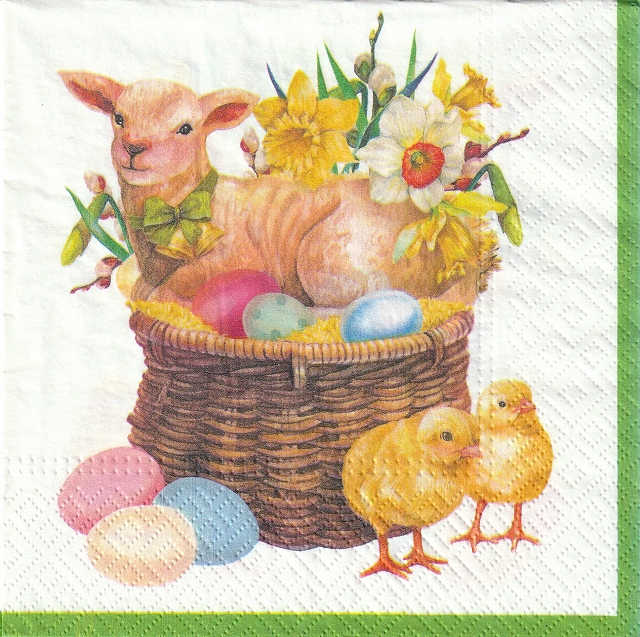 ５枚組ペーパーナプキン＊Lamb Basket