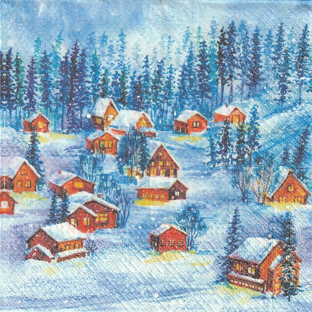 ５枚組ペーパーナプキン＊Winter Houses