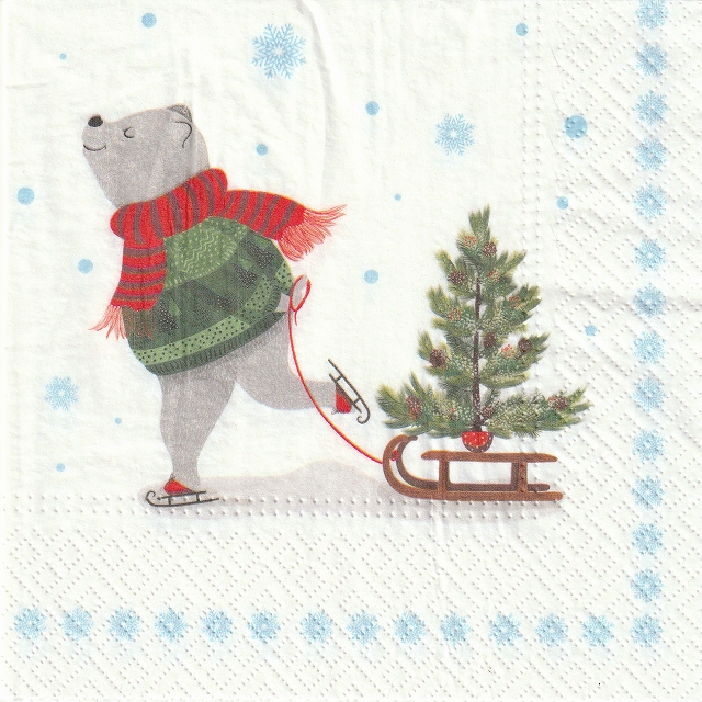 ５枚組ペーパーナプキン＊Skating Bear