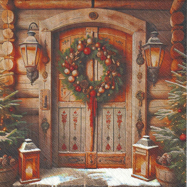 ５枚組ペーパーナプキン＊クリスマスの扉