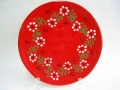 スフレンハイム焼き 平皿＊花模様　レッド