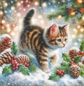 カクテルサイズ５枚組＊Cute Cat in the snow
