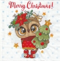５枚組ペーパーナプキン＊Christmas Owl