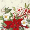５枚組ペーパーナプキン＊Christmas Florals Ａ