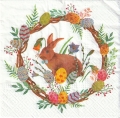 ５枚組ペーパーナプキン＊Bunny in a Wreath