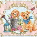 ５枚組ペーパーナプキン＊Dog in Garden
