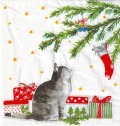 ５枚組ペーパーナプキン＊Christmas Cat