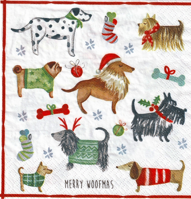 ５枚組ペーパーナプキン＊Merry Woofmas