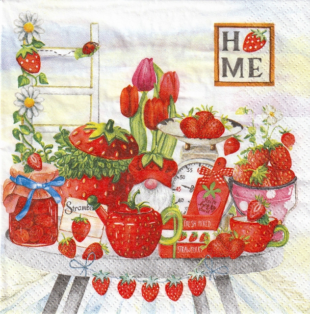 ５枚組ペーパーナプキン＊Strawberry Home