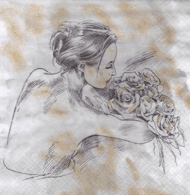 ５枚組ペーパーナプキン＊Lady with Roses