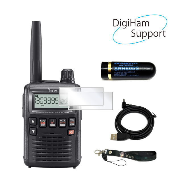 【購入特典付】アイコム IC-R6 ブラック エアバンドスペシャル+ダイヤモンドアンテナ SRH805S【エアバンドメモリー小冊子+液晶保護シート2枚+オリジナルUSB充電ケーブル+無線ガールズストラップ付】