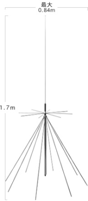 【個別送料設定品】D130 スーパーディスコーンアンテナ（固定局用）同軸ケーブル付き