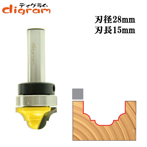 ルーター ビット トップベアリング クラッシクカーブ & ビートグローブ 1/2軸 ( 刃径 28mm ) Microtungsten carbide 【dm11004】