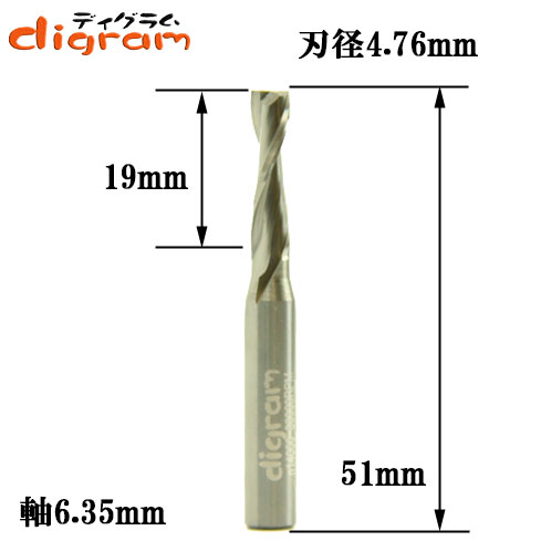 トリマー ビット スパイラル アップカット 1/4軸 （ 刃径 4.76mm ） Microtungsten carbide 【dm12204】