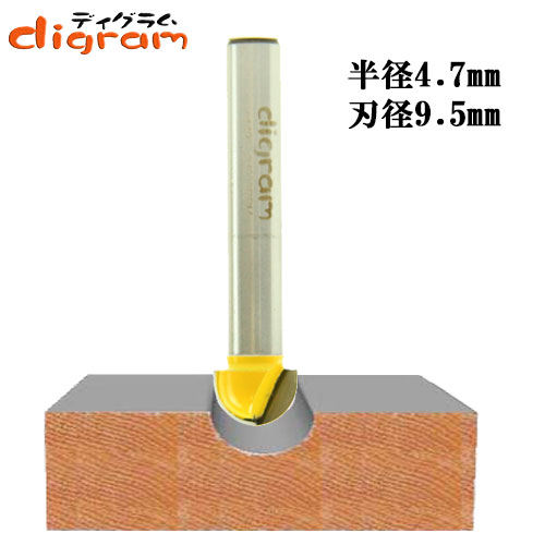 トリマー ビット 丸溝 1/4軸 （ 刃径 9.5mm ） Microtungsten carbide 【dm12710】