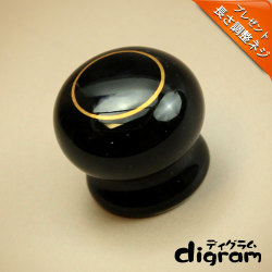 取っ手 つまみ ゴールドリング ・ ノブ ( ブラック )【GA0133】 1個