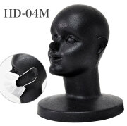マネキンヘッド 顔付き 耳付き 発泡スチロール製 ブラック [HD-04M-BK]
