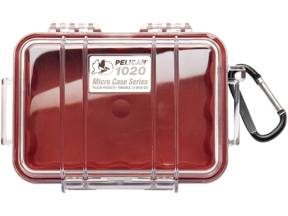 PELICAN（ペリカン） マイクロケース 1020 RED/CLEAR [レッド/クリア] [1020-028-100] 透明 携帯電話 デジカメケース 電子機器 保護ケース ハードケース 防水 耐衝撃 防塵