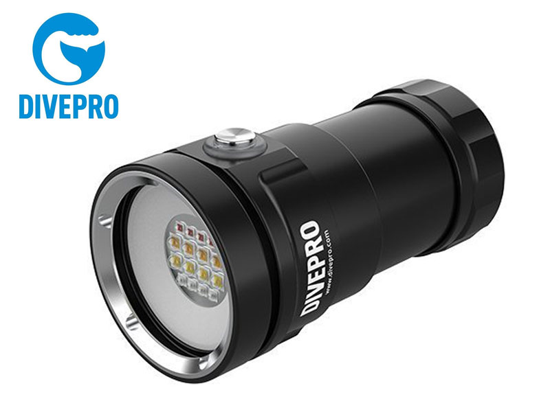 DIVEPRO（ダイブプロ）[D80F] 8000ルーメン ビデオライト マルチカラー（レッド・イエロー・UVライト）国内正規品 水中LEDライト ワイド 水中照射角：98° 100m防水 6500K 充電式 ボタンスイッチ 水中カメラ 水中撮影 スキューバダイビング スノーケリング スキンダイビング