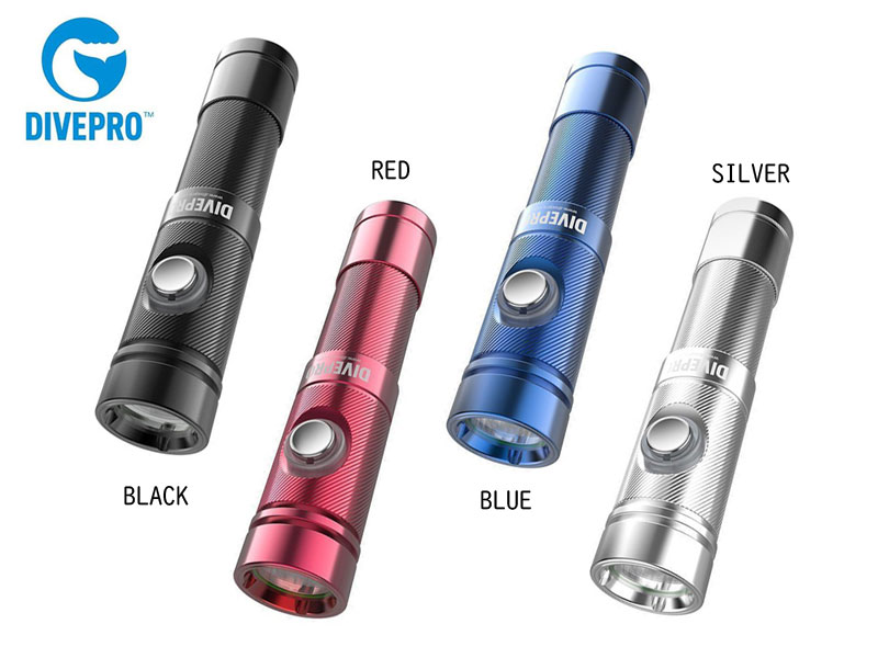 DIVEPRO（ダイブプロ）[S10] 1000ルーメン コンパクトダイブライト 国内正規品 ブラック 水中LEDライト スポット6°100m防水 6500K 充電式 ボタンスイッチ 水中カメラ 水中撮影 スキューバダイビング スノーケリング スキンダイビング