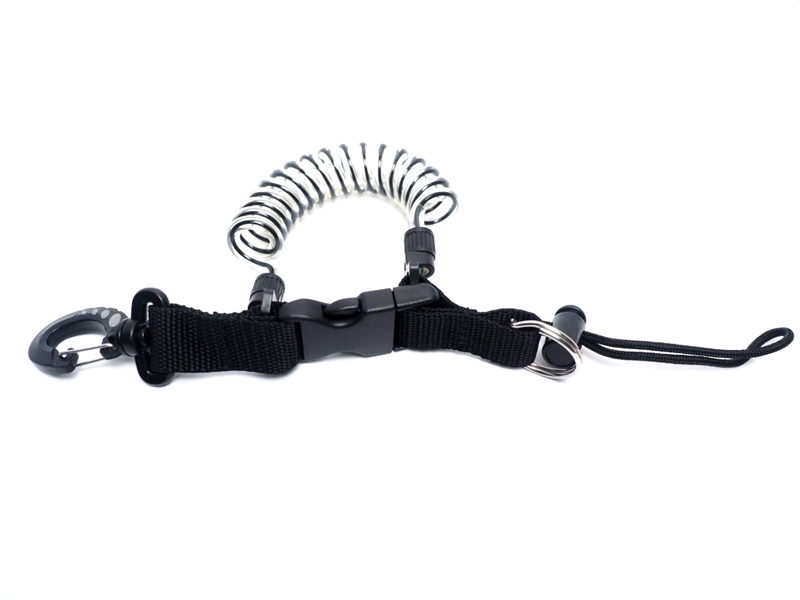 スナッピーコイル コイルランヤード スナップコード スイベルフック付  水中ライト カメラホルダー ブラック 定番ベストセラー商品