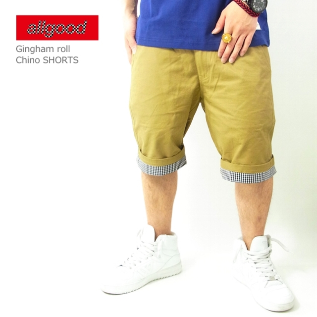 ハーフパンツ メンズ ハーフパンツ チェック ロールアップ ストリート系ファッション メンズagd006