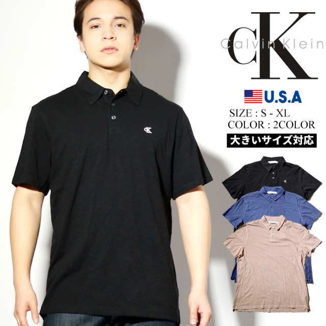 カルバンクライン Calvin Klein ポロシャツ メンズ 半袖 ワンポイント モノグラムロゴ スラブ生地 ブランド Usaモデル 41vm210 21ss 春 新作