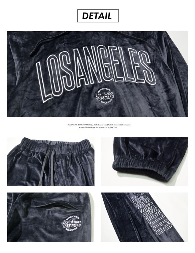 ベロア セットアップ メンズ 大きいサイズ ロサンゼルス Los Angeles B系 Hiphop ヒップホップ ファッション Dop Dpst174