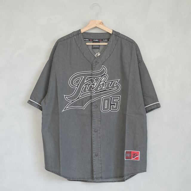 FUBU フブ ベースボールシャツ メンズ ゲームシャツ 刺繍 Charcoal 