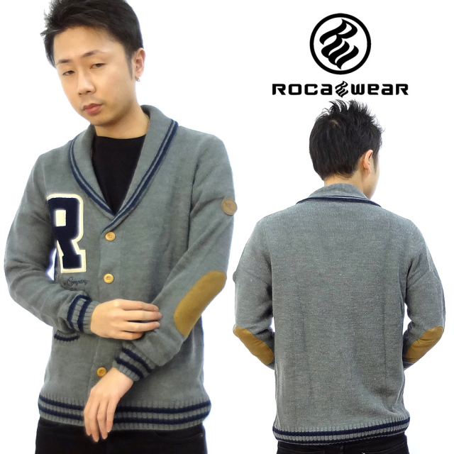 Roca Wear ロカウェア ニット カーディガン メンズ 黒 Rwp085