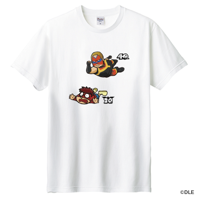 鷹の爪20周年！アジャコング40周年！ Tシャツ フライングエルボードロップ（白）